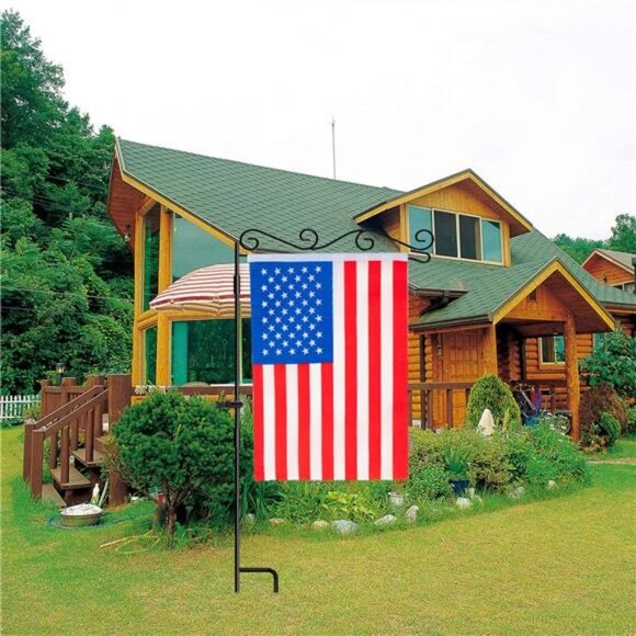 Garden Flag Stand Black Metal Powder-Coated Weather-Proof Paint, 37.9"H x 15.7"W - Picture 7 of 7